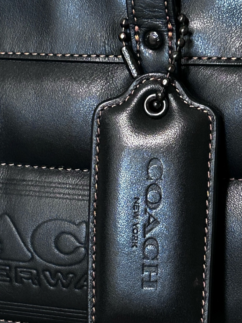 COACH Quilted Field Tote 22 w/Embossed Coach Badge - Picture 4 of 11